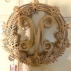 Wood 🪵 lighted M door wreath decoration